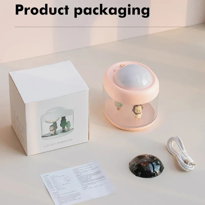Portbale Projection Lamp Wireless Air Humidifier 2000mAh USB Rechargeable Projector Umidificador Aroma Humidificador for Home