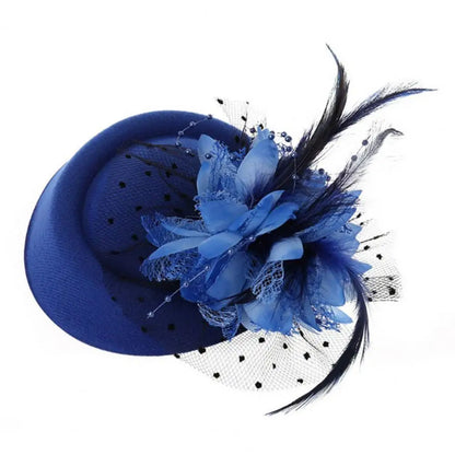 Flower Faux Woolen Fascinator Hat Elegant Artificial Feather Mesh Cocktail Headwear Wedding Bridal Cocktail Headwear Fasciantor