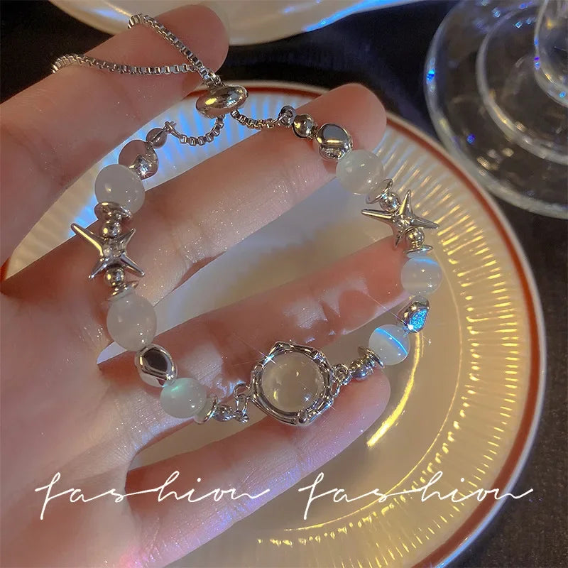 New Luxurious Geometry Square Green Crystal Bracelets Women Fashion Exquisite Butterfly Love Heart Metal Bracelets Set Jewelry