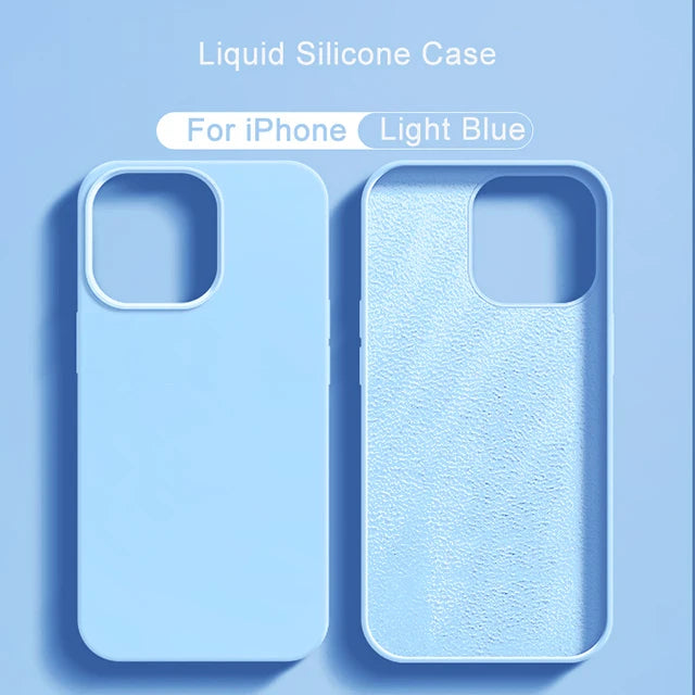 2024 NEW Liquid Silicone Case For iPhone 14 12 11 13 15 Pro Max Mini Luxury Shockproof Cover X XR XS 6 7 8 14 Plus SE Accessory