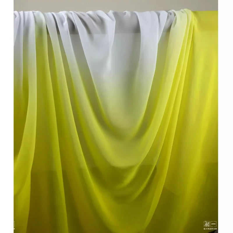 Blue Gradient Chiffon Fabric Semi-transparent By The Meter for Clothing Dress Hanfu Diy Designer Cloth Sewing Soft Fine Black