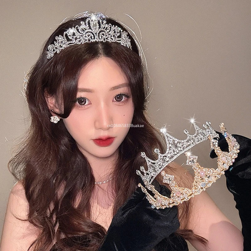 Silver Color Crystal Tiaras and Crowns Rhinestone Prom Diadem Crown Tiara for Women Bride Bridal Wedding Hair AccessoriesJewelry
