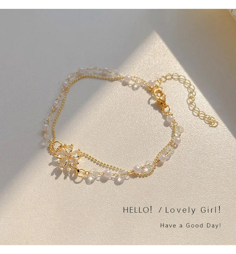 New Luxurious Geometry Square Green Crystal Bracelets Women Fashion Exquisite Butterfly Love Heart Metal Bracelets Set Jewelry