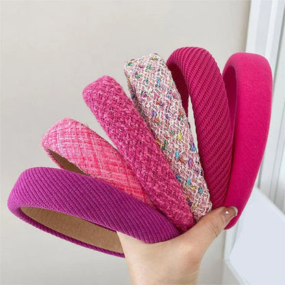 Rose Red Wide-brimmed Sponge Hair Band Women Fairy Temperament Headband Tweed Head Hoop Hairband Princess Girls Hair Accessories