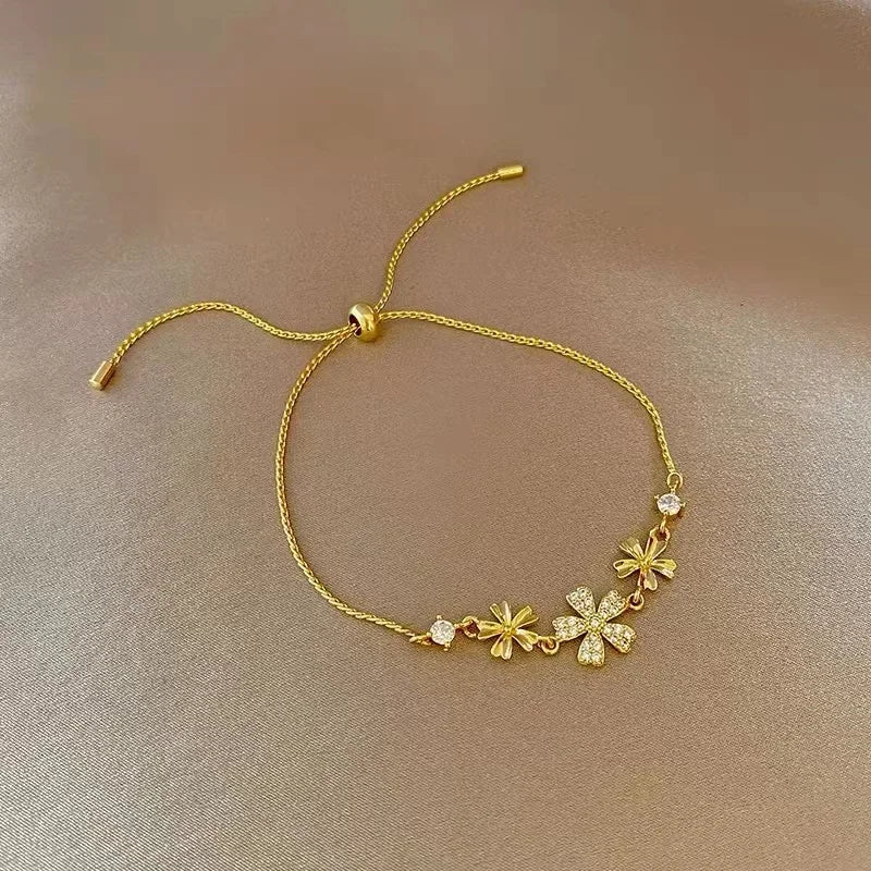 New Luxurious Geometry Square Green Crystal Bracelets Women Fashion Exquisite Butterfly Love Heart Metal Bracelets Set Jewelry