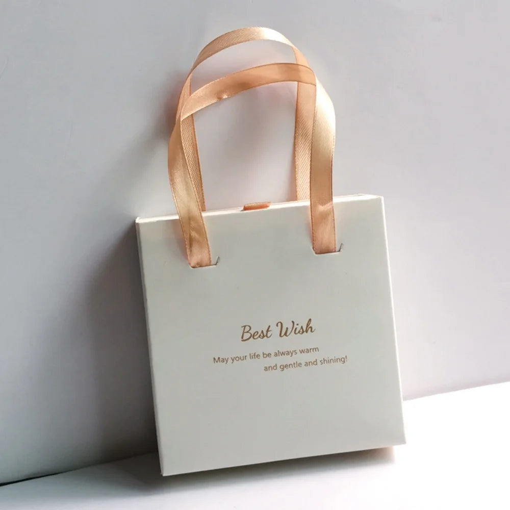 Portable Jewelry Box Ring Earrings Necklace Paper Jewelry Display Case Blessing Print Valentines Day Wedding Gift Packaging Box