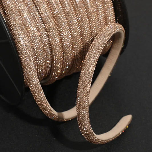 Bling Bling Rhinestone Cord Trimming Round Crystal Soft Tube Shoelace Rope Hoodies Trouser Drawstring DIY Manual Aglets 1yard
