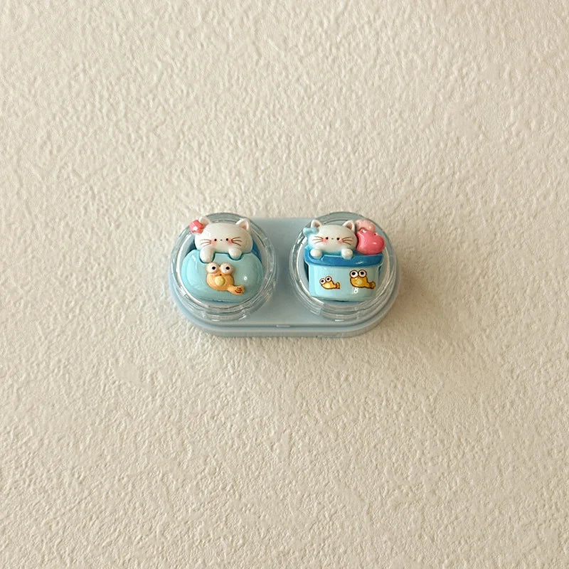 KLASSNUM Portable Cute Cartoon Contact Lens Case Drawer Design Color Contact Lenses Box Container Storage Case Travel Accessory