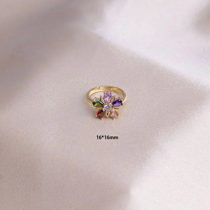 Unique Delicate Flower Opening Adjustable Rings for Women Silver Color Minimalist Finger Ring Engagement Jewelry Female Gift
