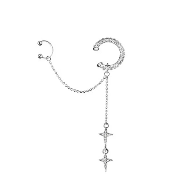 1Pc 2025 Fashion Minilist No Piercing Ear Cuff Earrings for Woman Fake Piercing Tassel Star Ear Clips Earrings for Women Jewelry