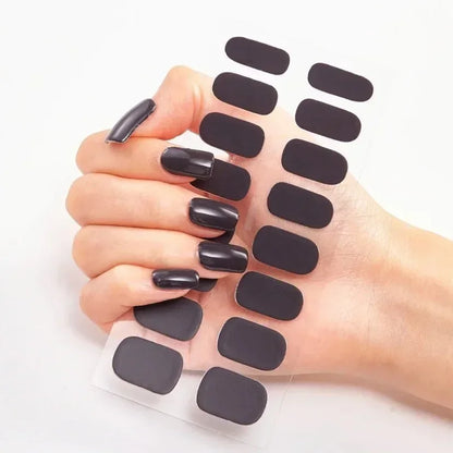 Semi Cured Gel Nail Sticker Pure Color UV LED Lamp Covered Waterproof Full Adhesive Long Self Nail Decals Manicure Lasting