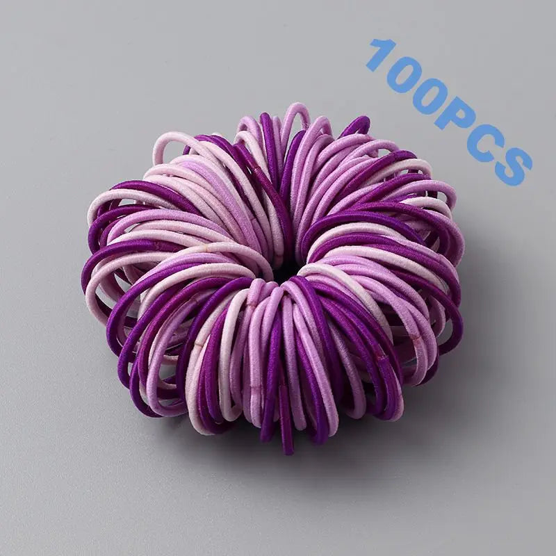 100pcs New Cute Girl Hair Bands Candy Color Elastic Rubber Band Hair Band Child Baby Headband Scrunchie Hair Tie Accessories