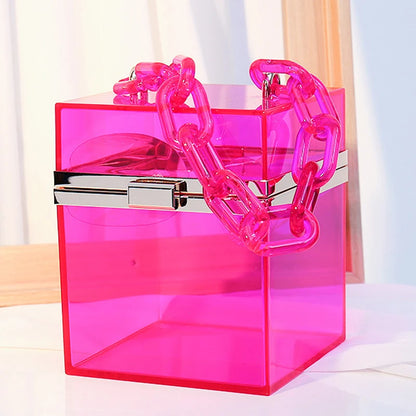Box Bags for Women Purple Handbag Clear Side Bags Ladies Transparent Acrylic Top Quality Luxury Designer Brand Crossbody Bag