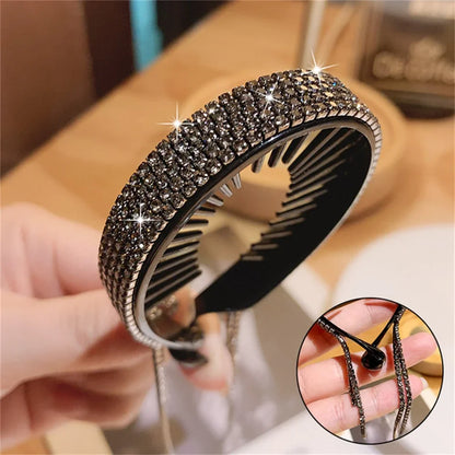 New Glitter Rhinestones Hair Claw Clip For Women Meatball Head Fixed Hair Styling Tools Hairpin Accessories Hair Ornaments