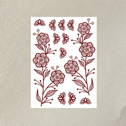 Waterproof Henna Tattoo Stickers for Women Flower Instant Fake Tattoo for Hand Temporary Tattoos for Wedding Party Festival