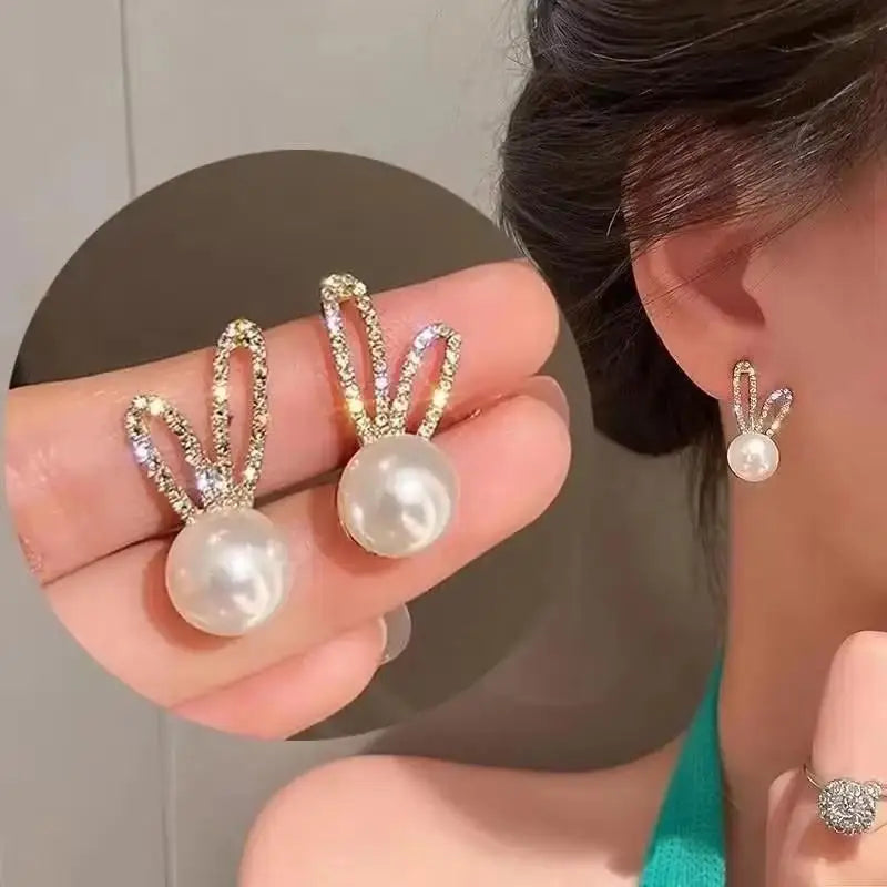 925 Silver Needle Korean Fashion Double V Crystal Earrings For Women Jewelry 2026 Trending Luxury Women's Earrings Behind Ear