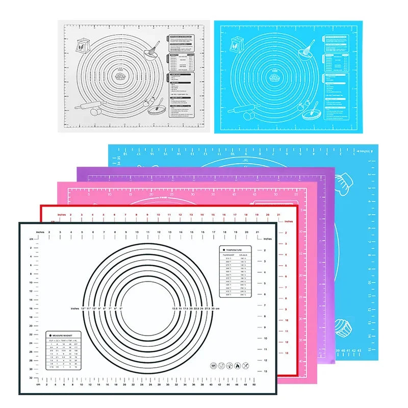 60*46cm Silicone Pastry Mat Extra Thick Non Stick Baking Mat with Measurement Kitchen Fondant Dough Rolling Mat