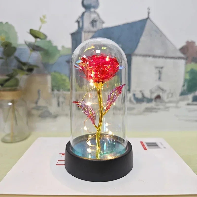 1pc Hot LED Enchanted Galaxy Rose Eternal Beauty Rose With Fairy Lights in Dome for Valentine's Day Wedding Party Mother's Day