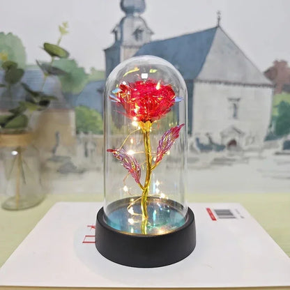 1pc Hot LED Enchanted Galaxy Rose Eternal Beauty Rose With Fairy Lights in Dome for Valentine's Day Wedding Party Mother's Day