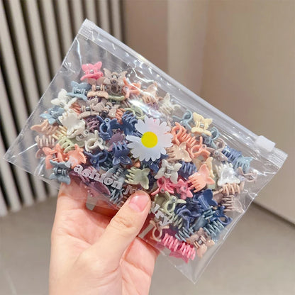 100Pcs Cute Flower Star Hair Claws Styling Hair Braid Hairpins Kids  Colorful Small Girls Hair Clips Hair Accessories Headwear
