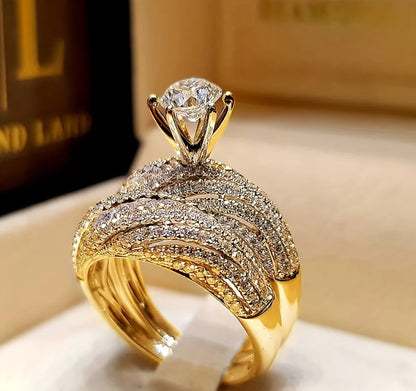 Silver Plated Double Ring Zirconia Wedding Ring For Women Minimalist And Luxurious Engagement Jewelry Wedding Anniversary Gift