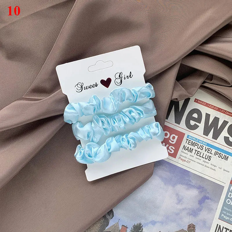 3/6Pcs/Set Silk Hair Scrunchies Elastic Hair Bands Women Elegant Headwear Hair Ties Ponytail Holder Sweet Hair Rope Rubber Bands