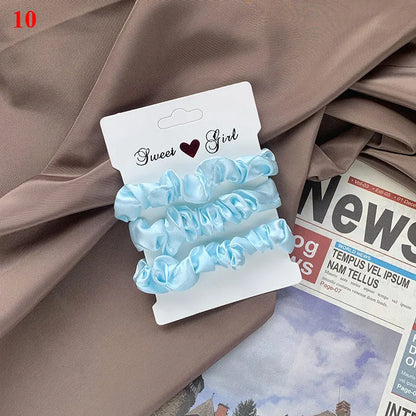 3/6Pcs/Set Silk Hair Scrunchies Elastic Hair Bands Women Elegant Headwear Hair Ties Ponytail Holder Sweet Hair Rope Rubber Bands