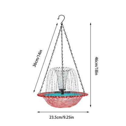 Hangable Bird Feeder Bird Bath With Solar Powered Water Fountain Garden Decoration For Nature Lovers Deck Backyard