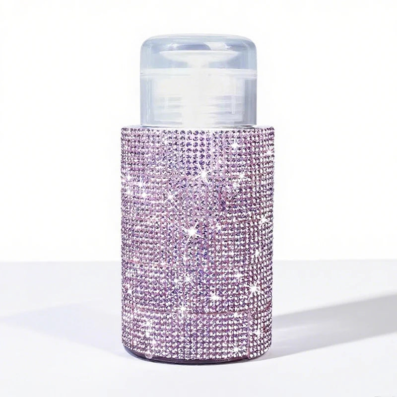 Diamond Design 200ml Empty Liquid Bottle Press Pump Dispenser Refillable Container for Nail Polish Remover Makeup Manicure Tool