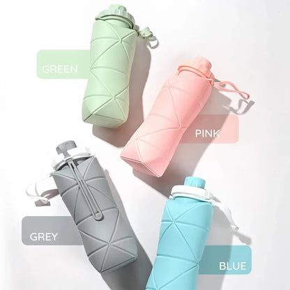 800ml Silicone Collapsible Sports Water Bottle, Large Capacity Leakproof Foldable Cup for Outdoor Camping Travel