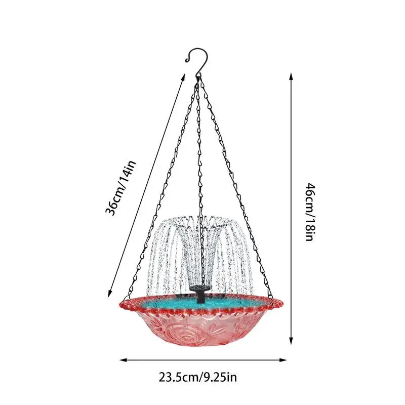 Hangable Bird Feeder Bird Bath With Solar Powered Water Fountain Garden Decoration For Nature Lovers Deck Backyard