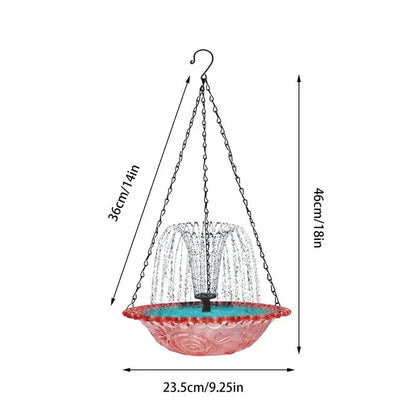 Hangable Bird Feeder Bird Bath With Solar Powered Water Fountain Garden Decoration For Nature Lovers Deck Backyard