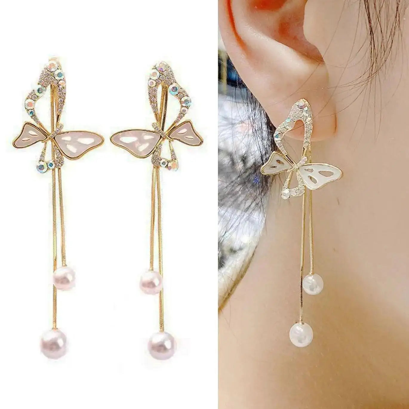 925 Silver Needle Purple Butterfly Long Tassel Earrings For Women Jewelry 2026 Trending Korean Fashion Luxury Crystal Earrings