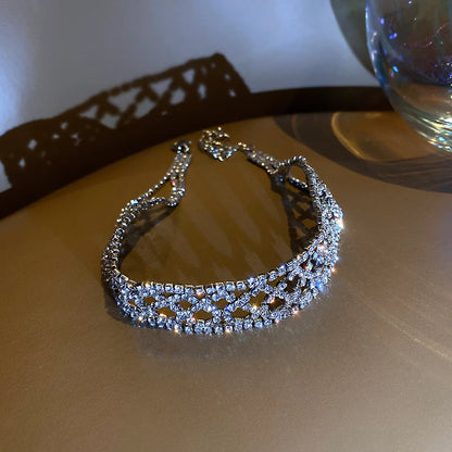 Luxury Colorful Crystal Chokers Necklaces for Women Multilayer Gold Color Chain Rhinestone Necklaces Statements Jewelry