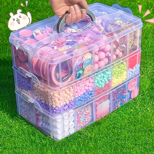 3-layer 18 Compartment Transparent Storage Box, Jewelry and Toy Storage Box, Suitable for Kitchen, Jewelry Organizer