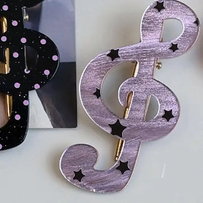 Stylish Striped Star Musical Note Resin Hair Clip Elegant Barrettes Daily Hairpin For Women Girls Fashion Accessories