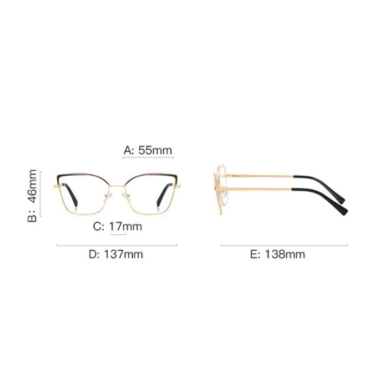 0 -0.5 -0.75 To -6.0 Pink Gold Frame Cat Eye Minus Myopia Glasses Women 1.56 Aspheric Anti Blue Light Prescription Spectacles