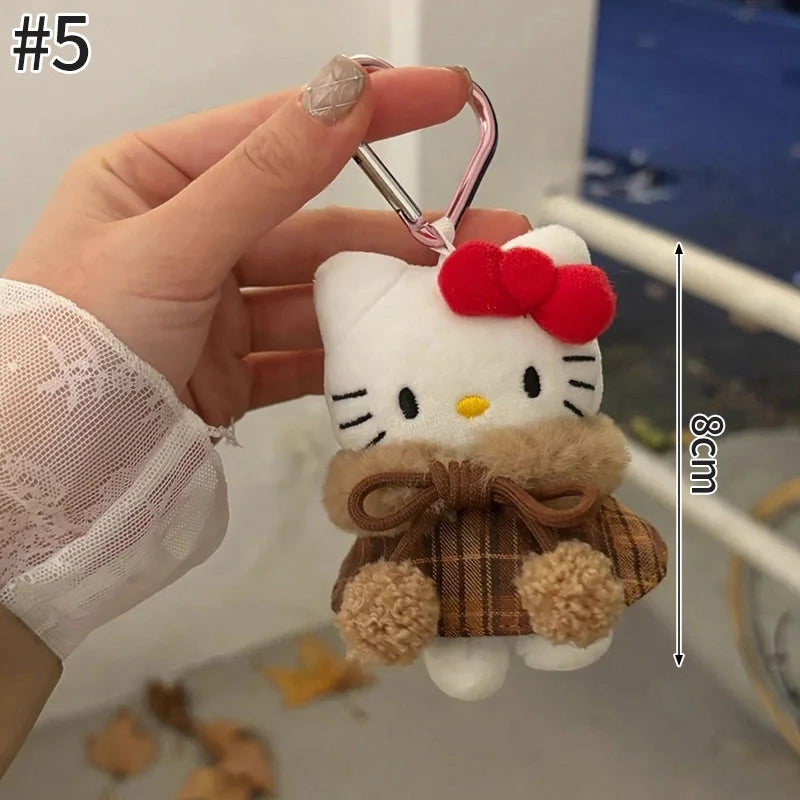 Sanrio Hello Kitty Keychain Cute Cartoon Bag Pendant Plush Doll Charms Car Key Ring Backpack Accessories Women Girl Gifts