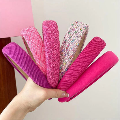 Rose Red Wide-brimmed Sponge Hair Band Women Fairy Temperament Headband Tweed Head Hoop Hairband Princess Girls Hair Accessories