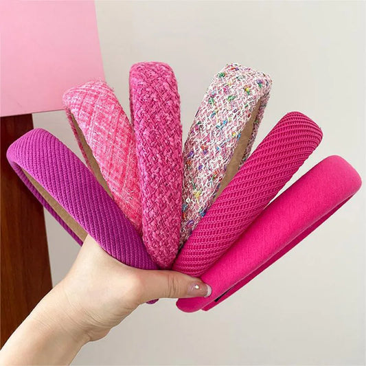 Rose Red Wide-brimmed Sponge Hair Band Women Fairy Temperament Headband Tweed Head Hoop Hairband Princess Girls Hair Accessories