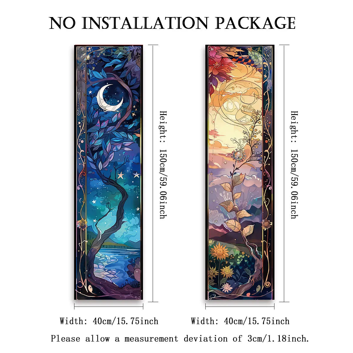 Landscape Vertical Banner Sun And Moon Tapestry Tree of Life Floral Starry Night Wall Decoration Aesthetic Tapestry Home Decor