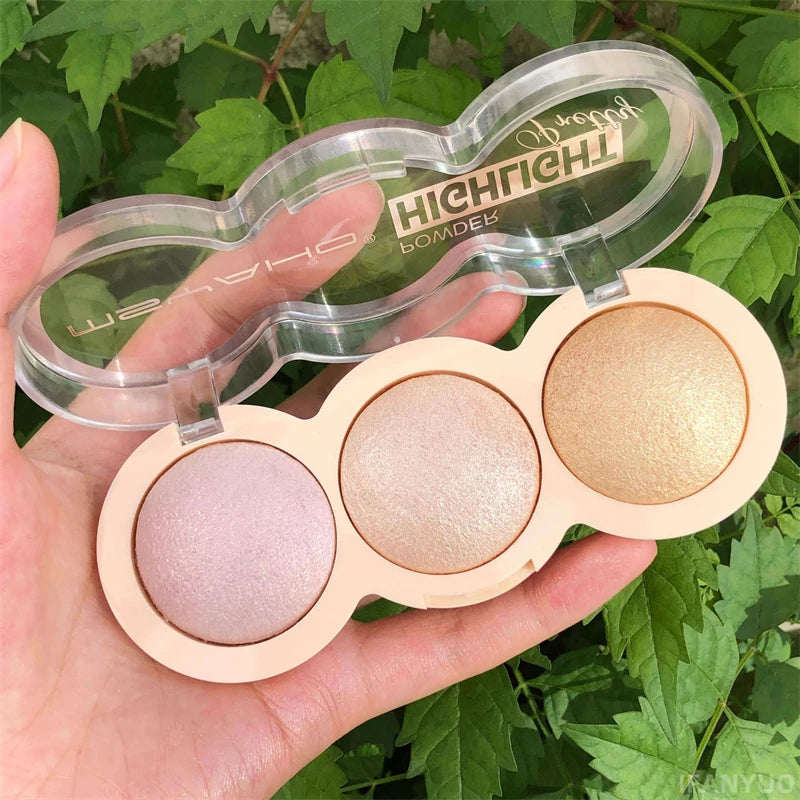 3-Color Highlighter Shimmer Glitter Brightens Skin Lasting Multifunctional Eye-shadow Body Makeup Palette Illuminate Cosmetics
