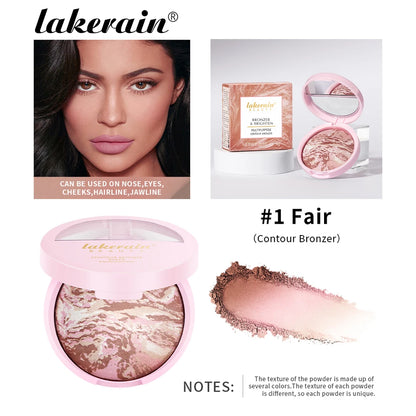 Baked Powder Foundation Oil Control Setting Makeup Pressed Powder Cake Bronzer Glow Face Contouring Shimmer Contour