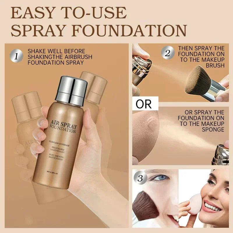 Portable Waterproof Sweat Proof Foundation Spray Fine Powder Concealer Long Lasting Brightening Makeup Gift for Valentine's Day