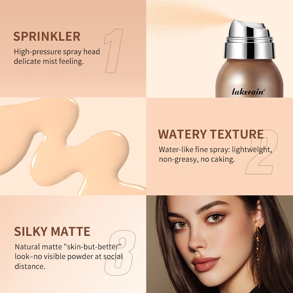 Airy Foundation Spray Waterproof Sweat-resistant Natural Silky Matte Finish Even Skin Tone Breathable Foundation Make-up Spray