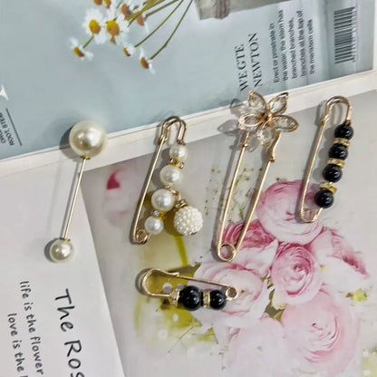 2/20pcs Clothing Brooch Pearl Waist Adjustment for Women Pearl Lapel Pin Sweater Dress Brooch Pins Badge Buckle DIY Accessories