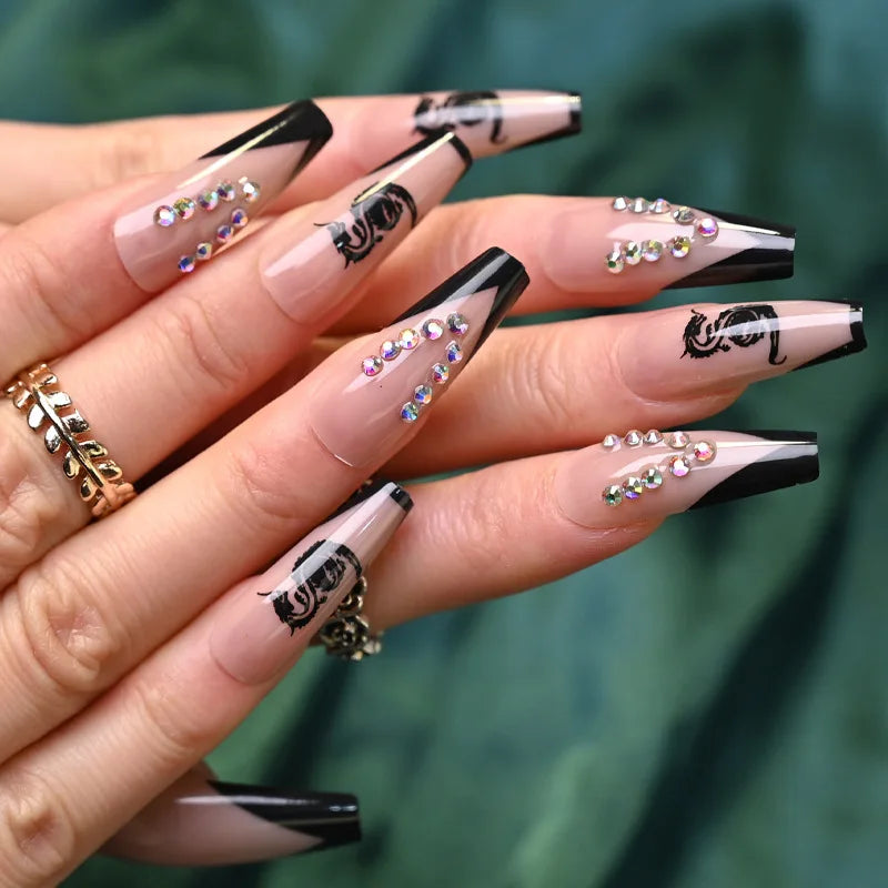 Luxury Designed Reusable Pink Nude False Nails Short Custom Acrylic Press On Nails Artificial Nails With Glue For Woman And Girl
