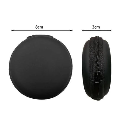 Headphone Storage Bag Diameter 8CM Round Headphone Organizer Storage Box with Partition Coin USB Flash Drive Cable Storage Case