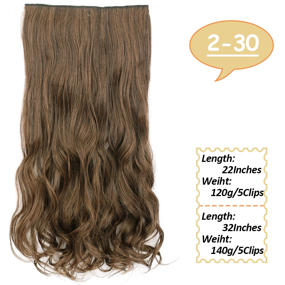 NICESY Synthetic Long Wavy 5 Clips Hair Extensions 22Inch/32Inch Clip On Hair Extensions High Tempreture Fake For Women