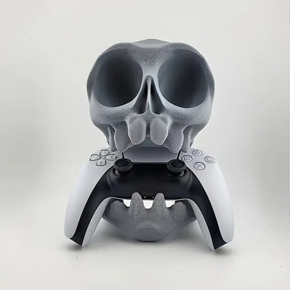 3D Printed Gaming Headset Stand, Skull-Shaped Gaming Desk Organizer, Compatible with Ps5/Ps4 Game Controller Stand, Made of Plastic, Ideal Desktop Organizer for Gamers and Tech Enthusiasts, Controller and Headset Stand, Space